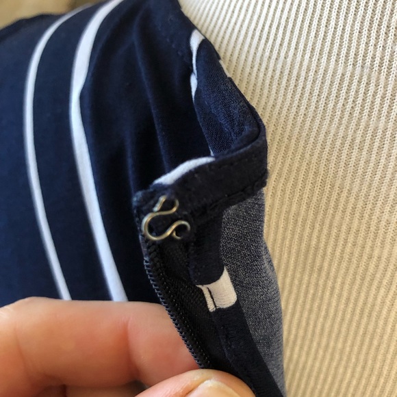 SOLD Chico’s Collection Blue & White Vertical Stripe Belted Jumpsuit Sleeveless - Picture 10 of 14